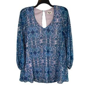Show Me Your Mumu Donna Michelle Tunic Top Women's‎ Medium Blue Paisley Boho